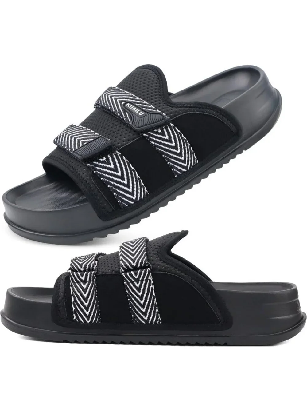 Men's Black Orthotic Arch Support Fabric Ultra Soft Comfort Fit Slipper Shoes